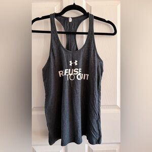 Under Armour HeatGear Tank Top Refuse To Quit Graphic Gray M Workout
